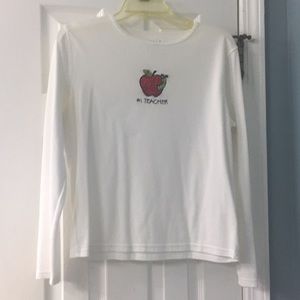 #1 teacher long sleeve shirt size M